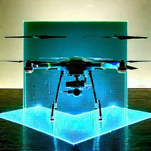Drone With Holographic Display With Blue Green