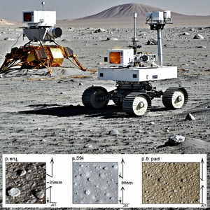 A White Robotic Vehicle, Possibly A Rover, Driving Across A Rocky Terrain