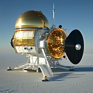 A Large, Round, Gold-colored Spacecraft With A Dome-shaped Top