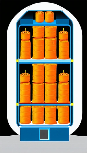 A Large Storage Unit Filled With Numerous Orange Barrels