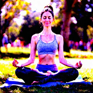 Lifestyle Watercolor Painting: Yoga in park