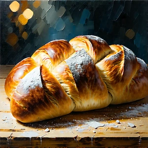 Lifestyle Gouache Painting: Artisanal Bread Prepared With Artistic Presentation With Large Loaf