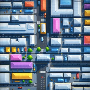 Urban Infographic Style: Aerial view of city blocks