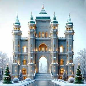 Urban 3d Render: Famous (building:1.24) With Snow Covering With Large, Intricately