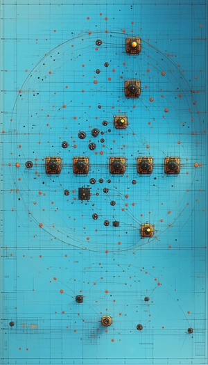 A Blue Circle Is Surrounded By A Multitude Of Yellow Circles