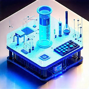 Financial Technology In Modern Laboratory With Blue White