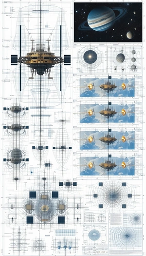 A Blueprint Of A Spaceship Is Displayed In A Drawing