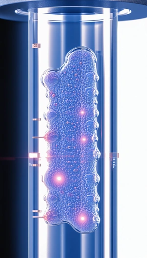 A Blue, Lighted Tube With A Bright Light Shining Through It