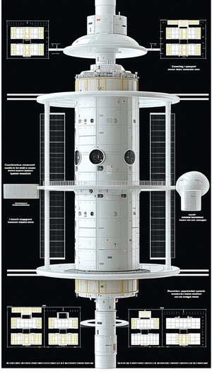 A Large White Space Station Is Shown In A Diagram