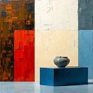 Abstract Lithograph: Minimalist composition with color block