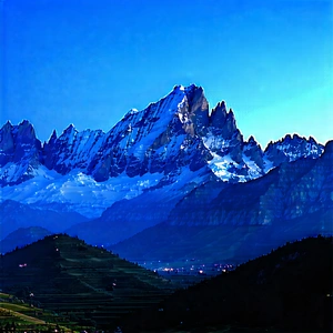 Nature Professional Photography: Mountain Range During Blue Hour With Breathtaking Mountain