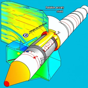 A Blue And White Diagram Shows A Shield With A Yellow Tube Inside