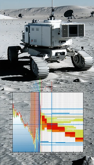 A Large Robotic Vehicle, Possibly A Rover, Sitting On A Sandy Surface