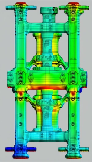 A 3d Model Of A Large Metal Structure Is Displayed On A Computer Screen