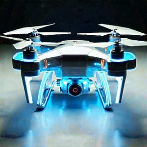 Drone With Glowing Screen With Blue White