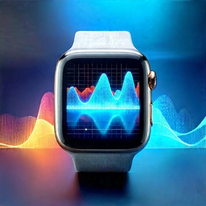 Smart Watch With Data Visualization With Close-up Watch