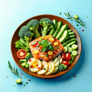 Lifestyle Flat Design: Healthy Meal Prepared With Fresh Ingredients With Large Bowl