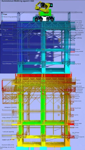 The Image Is A Blueprint Of A Large Structure, Possibly A Building Or A Tower