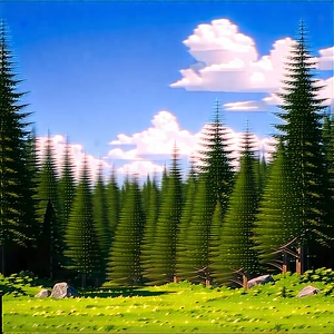 Nature 3d Render: Clear Sky Over (forest:1.49) Clearing With Image, There