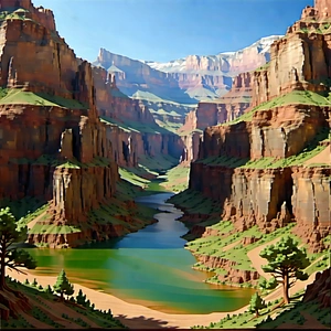Nature Etching: Canyon During Midday With Painting Beautiful