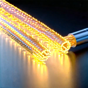 Tech Minimalist Design: Close-up Of Fiber Optic Cables With Close-up Lighted