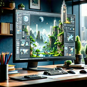 Educational Technology In Tech Office With Large Computer