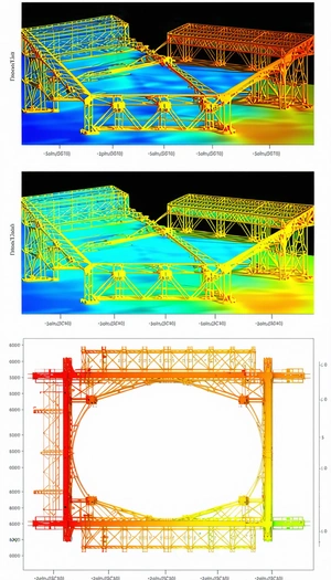 The Image Is A Collection Of Three Different Pictures Of A Large Crane