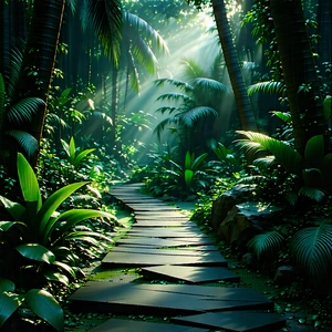 Nature Digital Art: Path through tropical jungle
