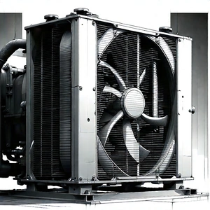 Tech Charcoal Drawing: Close-up Of Cooling System With Large, Industrial-sized