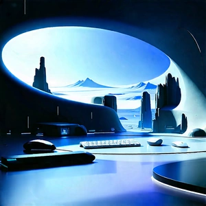 Futuristic digital workspace