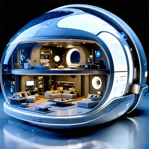 Futuristic Smart Home With Futuristic, Round