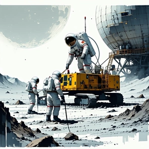 In The Image, There Are Three Astronauts Standing On A Rocky Surface, Possibly On The Moon