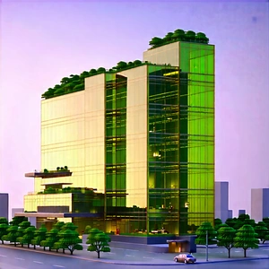 Urban Stock Photography: Glass Office Tower With Green Rooftop With Large, Modern