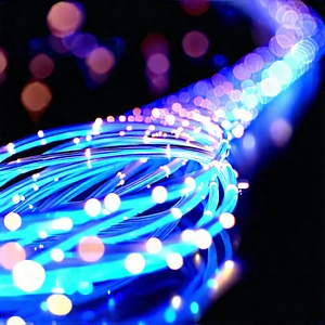 Close-up Of Fiber Optic Cables With Blue Light