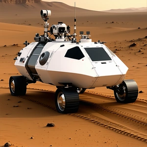 A White Vehicle Is Driving On A Dirt Road