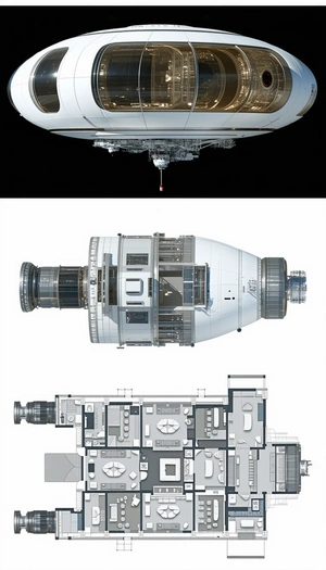 The Image Is A Collage Of Three Different Views Of A Large Airplane