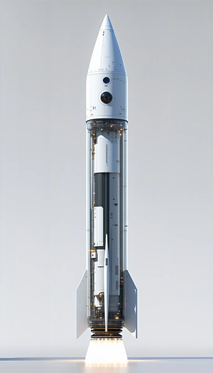 A White Rocket Ship Is Shown In A 3d Model