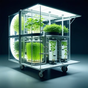 A Large, Clear Glass Box Filled With Various Plants