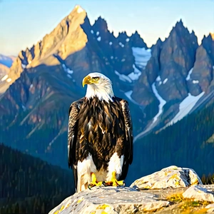 Nature Landscape Photography: Eagle In Mountain Terrain With Bald Eagle