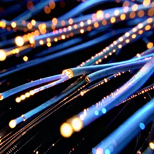 Close-up Of Fiber Optic Cables With Close-up Blue