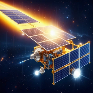 A Spacecraft With A Solar Panel On Its Side, Floating In The Vastness Of Space