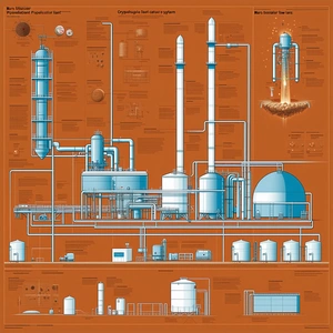 A Large, Detailed Drawing Of A Chemical Plant Is Displayed On A Wall