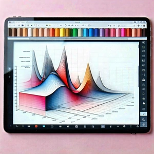 Tech Pastel Drawing: Tablet with data visualization