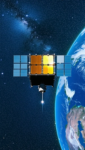 A Spacecraft, Possibly A Satellite, Flying Through The Sky
