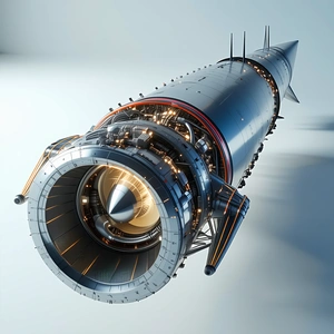 A Large, Futuristic-looking Engine Is Displayed In A 3d Model