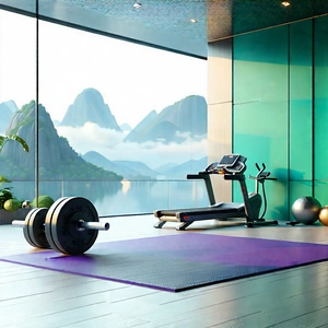 Lifestyle Concept Art: Wellness Scene With Fitness Equipment With Large Variety