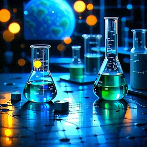 Tech Oil Painting: Futuristic Research Laboratory With Image, There