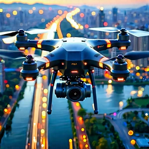Drone With Data Visualization With Black Drone