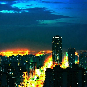 Urban Aerial Photography: Cityscape Of Urban Skyline During Night With Nighttime View