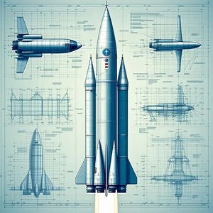A Blue Rocket Ship Is Shown In A Series Of Diagrams, Illustrating Its Various Components